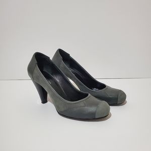 Loresima Gray Leather Heels Size 8.5 Eur 39